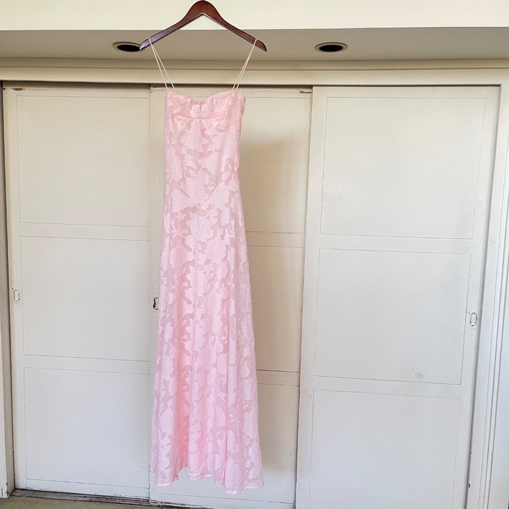 Loveshack Fancy Strapless Pink Long Mermaid Dainty Dress - Picture 4 of 8